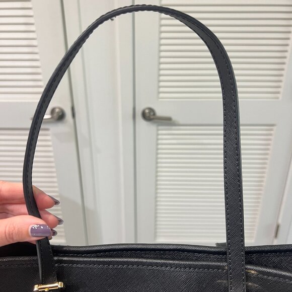 Authentic Michael Kors Jet Set Travel Saffiano Leather Top-Zip Tote Bag Black - Picture 8 of 15